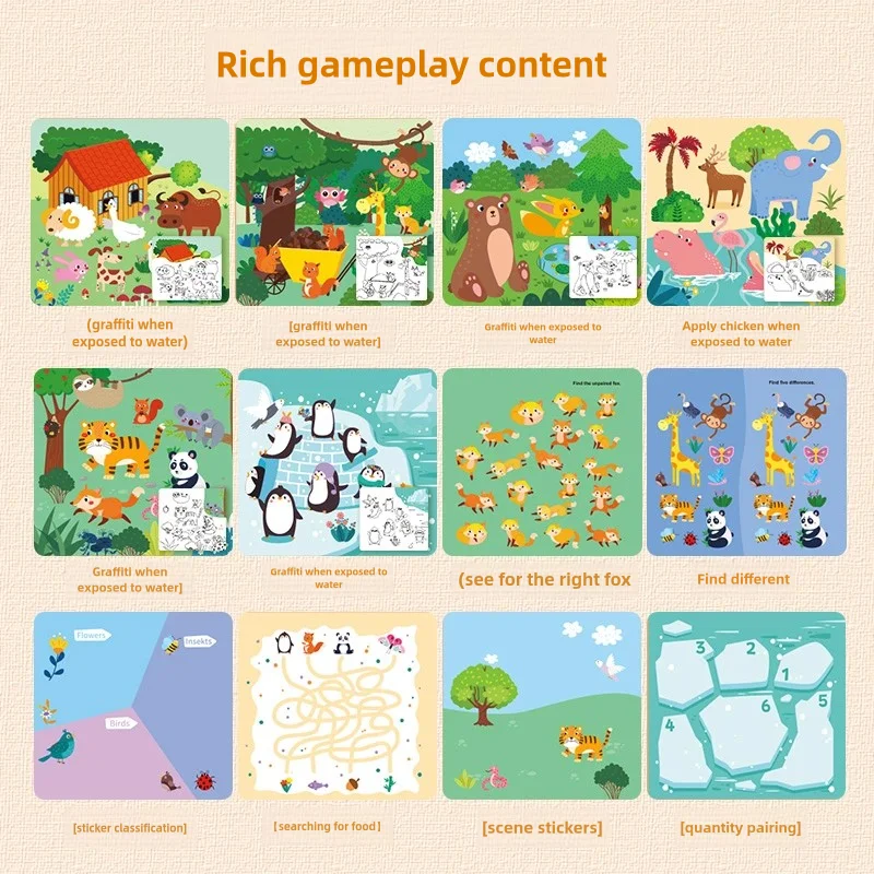 Hoye Crafts Early Childhood Education Picture Book Set Popular Baby Quiet Book Fun Water Painting Busy Book New Toys