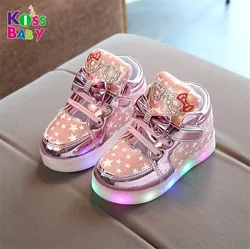 Wholesale breathable soft sole slip on walking led light up sneakers casual sport girls boys toddler baby kids shoes
