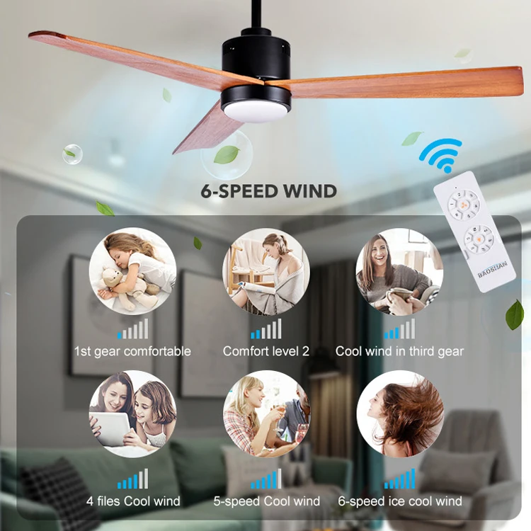 Low Price Wholesale Nordic Modern Bldc Solid Wood Blade AC DC Motor Remote Control Silent Ceiling Fan