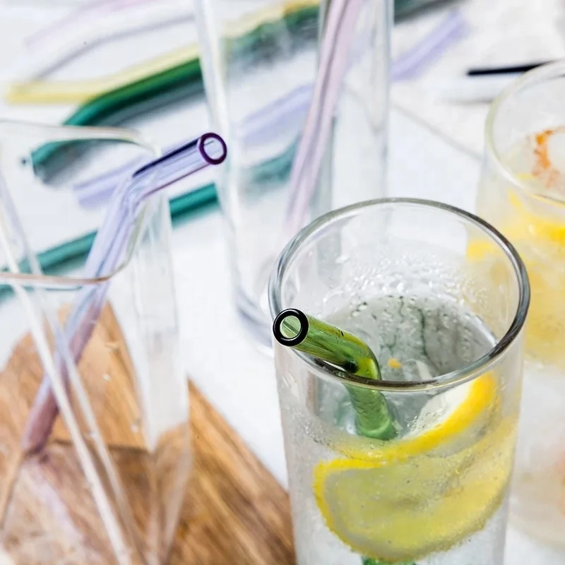 Распродажа разноцветные боросиликатные соломинки многоразовая стеклянная Солома для питья готовая к отправке в наличии