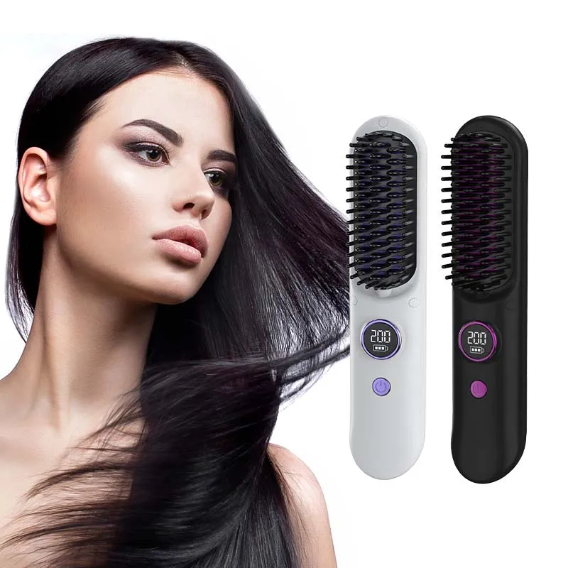 Travel-Friendly Portable Wireless Electric Hair Brush Straightener Comb