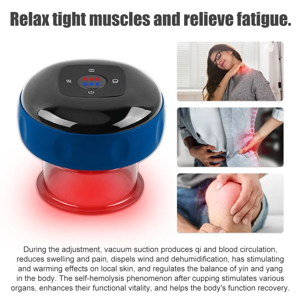 Electric Cupping Massager, Smart Electric Scraper Massager Great Suction Scraping Cupping Machine USB Handheld Physiotherapy Ma