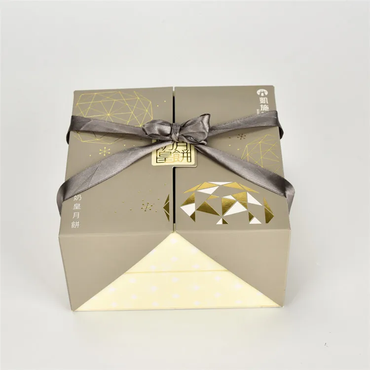 Luxury Decorative Fancy cardboard sweet box Swiss Roll Cake Box with silk tie