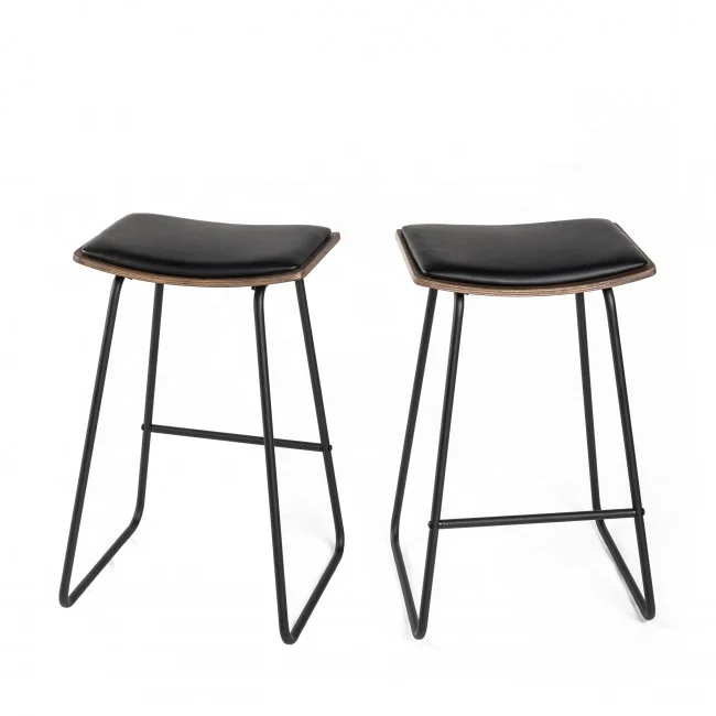 Modern Bar Furniture Kitchen PU Seat  Bar Stool  for Kitchen use Bar Chair with Timber seat