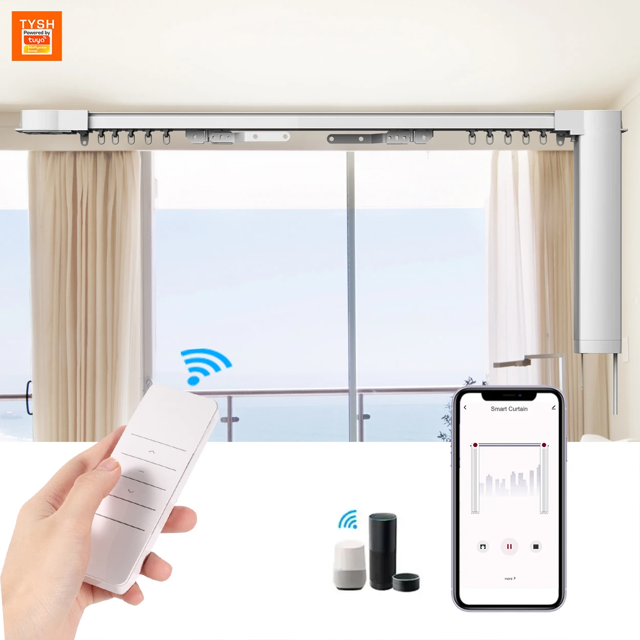 TYSH Smart Home Customizable Motorized Curtains Remote Control Electric Automatic Curtain Motor Robot Automatic Curtain Opener