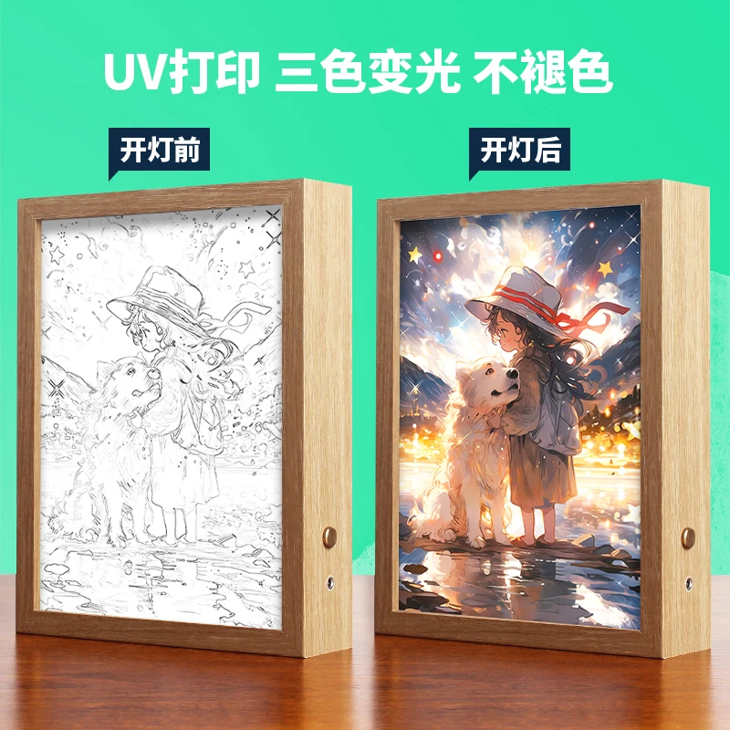 Manga INS Anime Style Art Picture Lamp Desk Lamp Photo Light Christmas Night Light Gift New 3D Illusion Lighting Up Painting