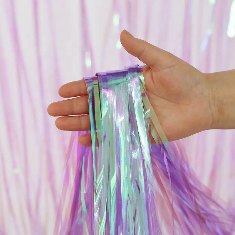 Orange Foil Fringe Curtain Backdrop Metallic Tinsel Foil Fringe Streamers Curtains for Party Photo Booth Prop