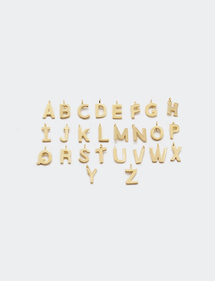 XingYu 2020 New Fashion DIY Personalized 26  Letters Brass  18K Gold White Plated DIY Alphabet Charm Pendants