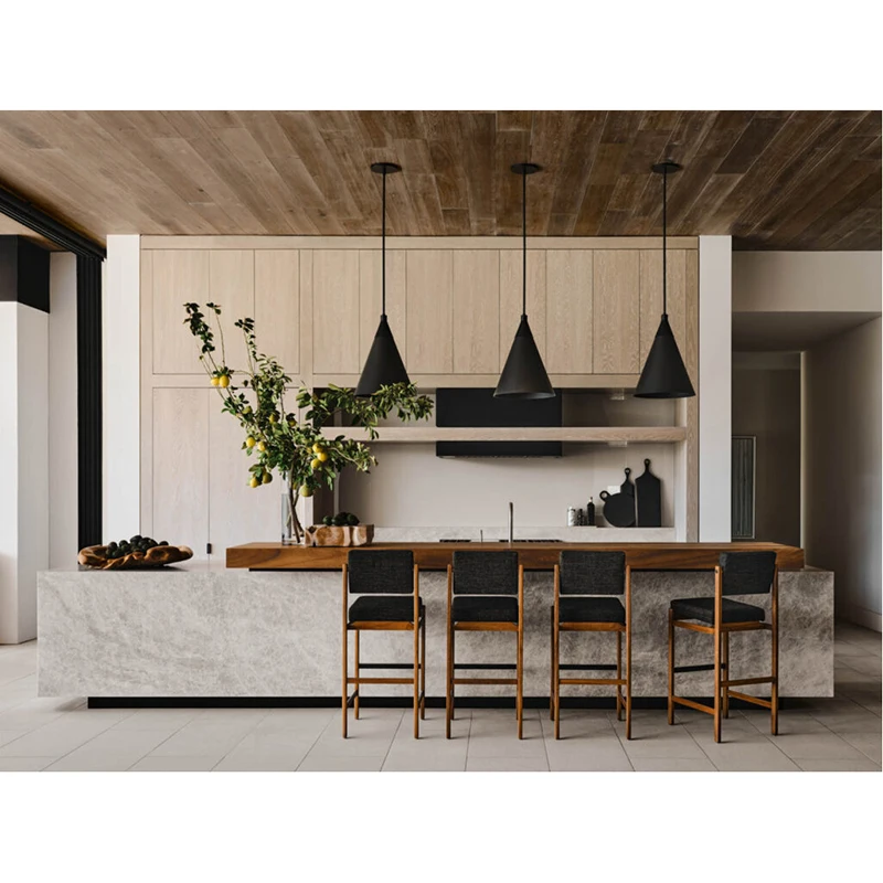 Vermont American Style Kitchen Rift White Oak solid Wood Veneer Clean Design Kitchen Cabinet