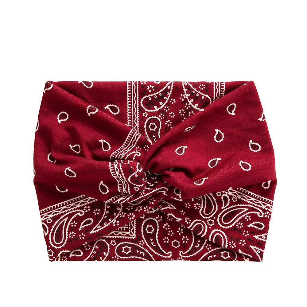 Wholesale Boho Print Sports Yoga Elastic Headband Turban Wide Cross Twisted Headband For Women