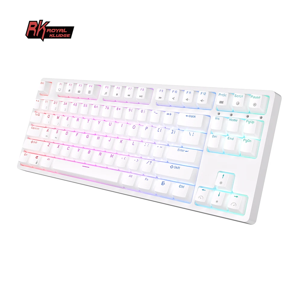 Royal Kludge RK87 rechargeable 87 keys mechanical keyboard arabic acrylic shortcuts mechanical keyboard tkl rgb teclado gaming