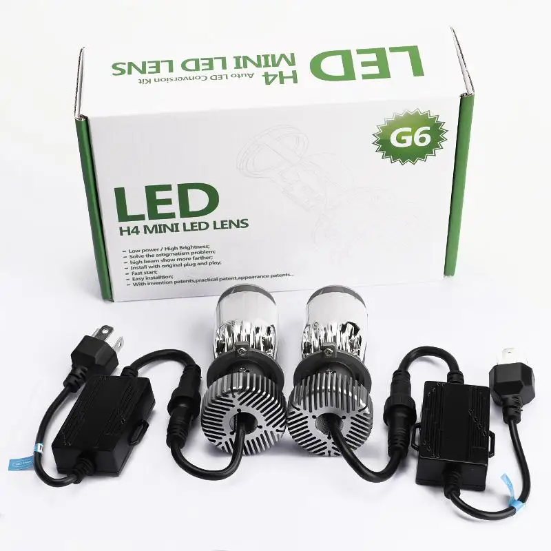 Mini SIze 1.5inch bi Projector Lens led headlight H4 5500k High And Low Beam Mini Led Bulb  Projector Lamp H4 For Replacement