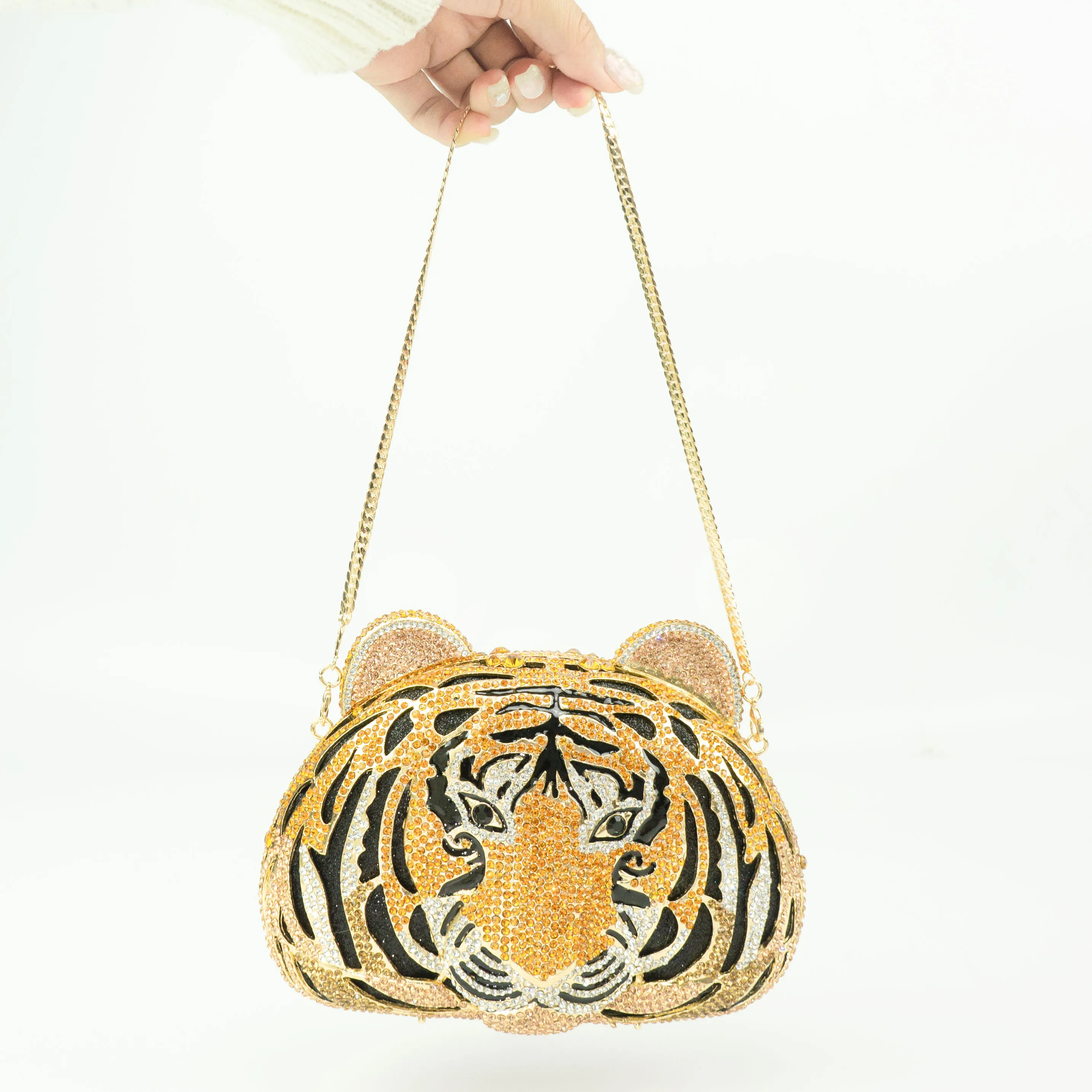2023 HONOUR ME Tiger Head Evening Bag Crystal Rhinestone Full Diamond Clutch Purse Diamond Evening Purse Crystal Evening Bags