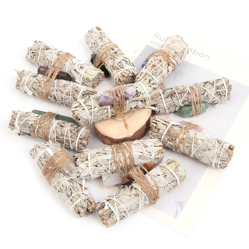 Оптовая продажа Калифорнийский пакет белого шалфея размазывающаяся палка с кристаллами двойные контакты