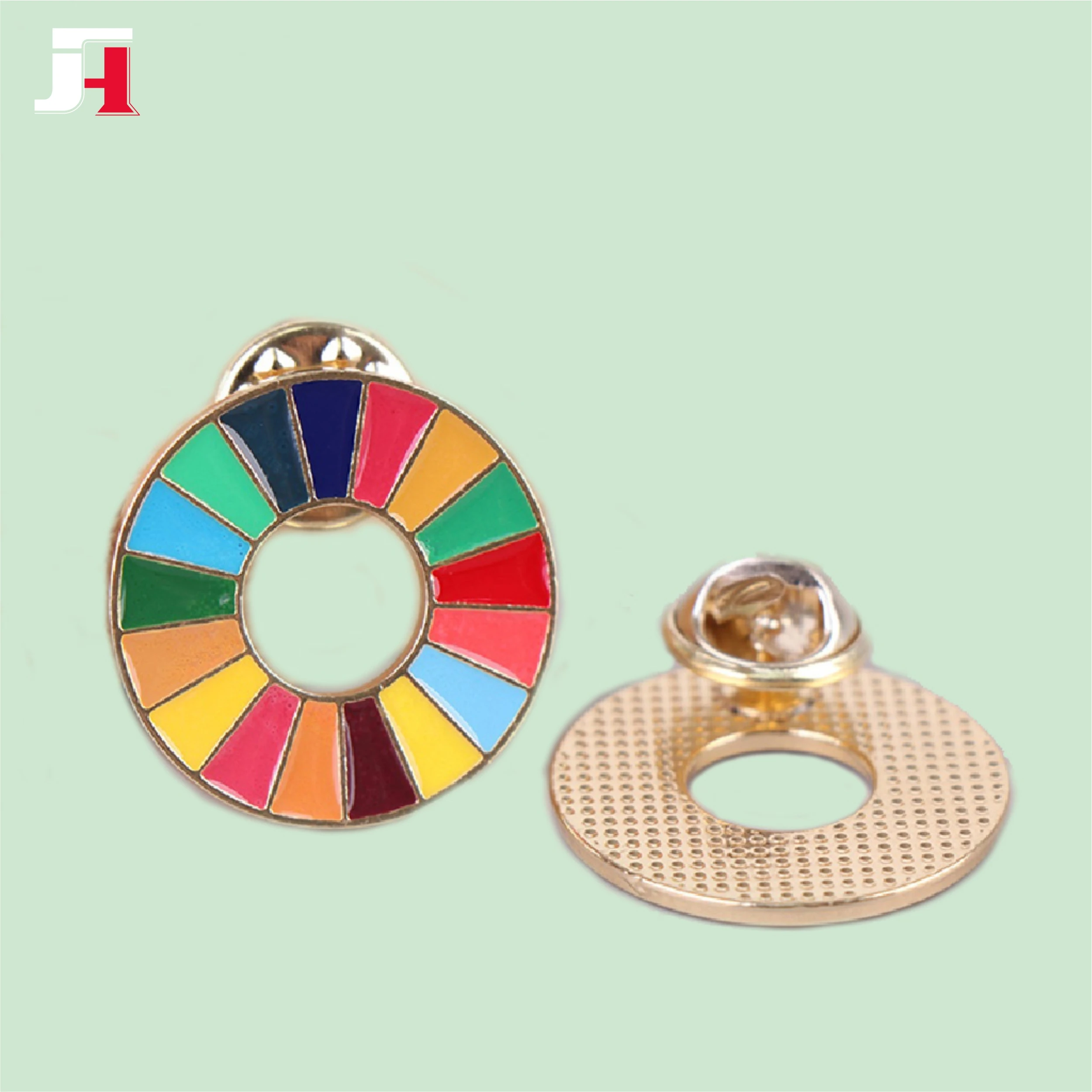 wholesale Soft enamel round SDGs Lapel Pins with butterfly clutch un sdg pin
