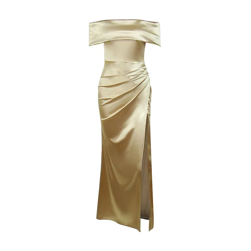 2022 Dinner Night Fashion elegant slit long dress V neck  floor length Woman Ladies Party Bodycon Evening Dress