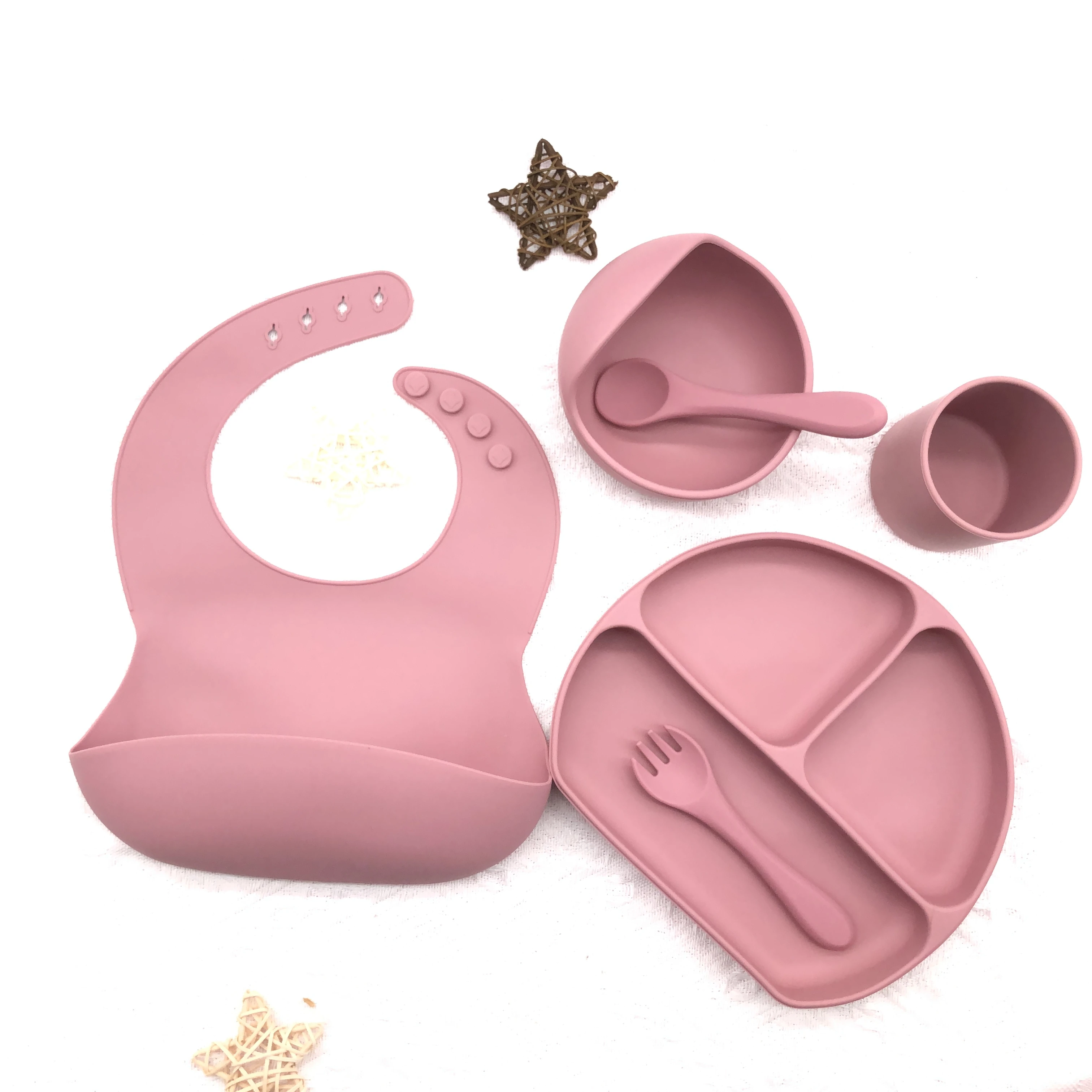 100% Food Grade Silicone Bpa Free Baby Feeding Set Kids Dinner Set