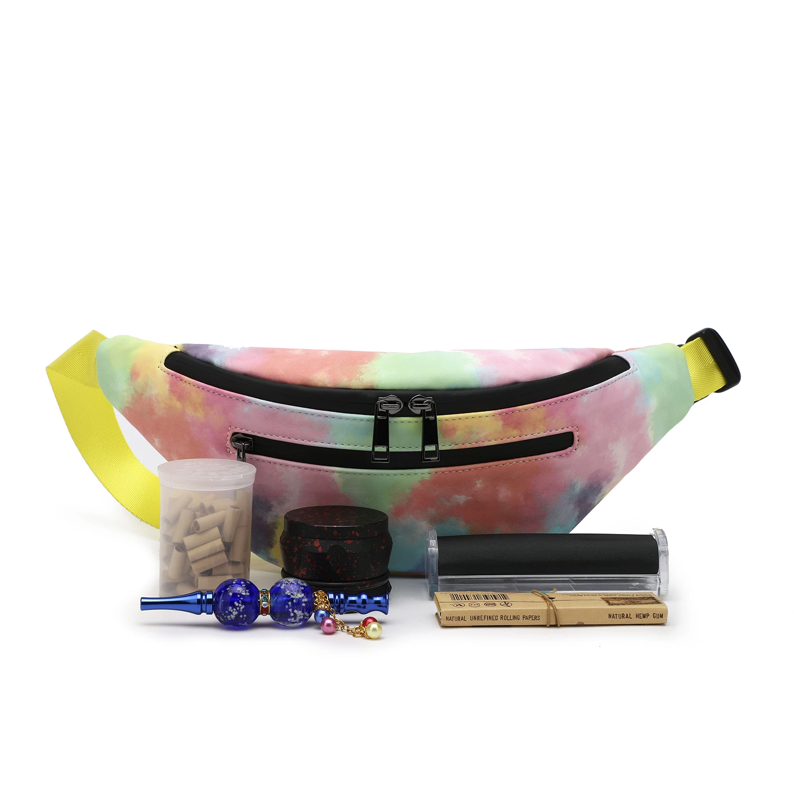 
Tie Dye Print PU Leather Smell Proof Fanny Pack Odorless Fashion Bag 