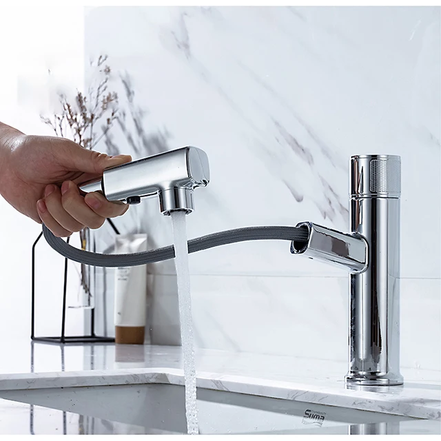 
Pull-Out faucet shower faucet set Button Type Basin Faucet durable 360 rotate bathroom tap 