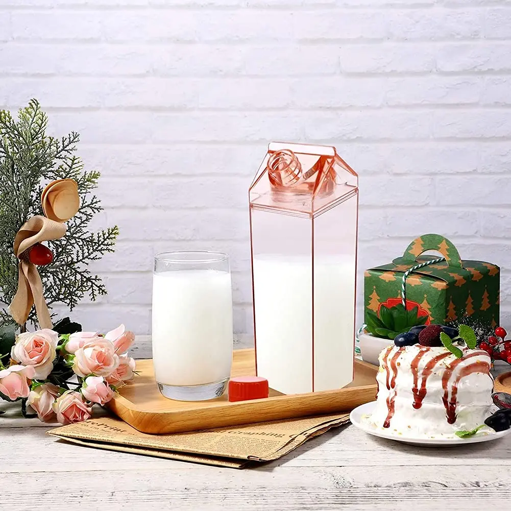 Customize Square Juice Drinking cup Plastic milk carton bottle Milk water bottle