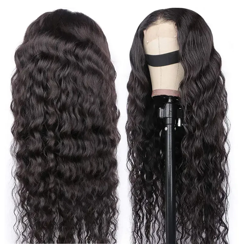 Cheap Water Curly Natural Colored Bob Wigs Short Bob Wig Highlight T Part Lace Frontal Wigs For Black Women