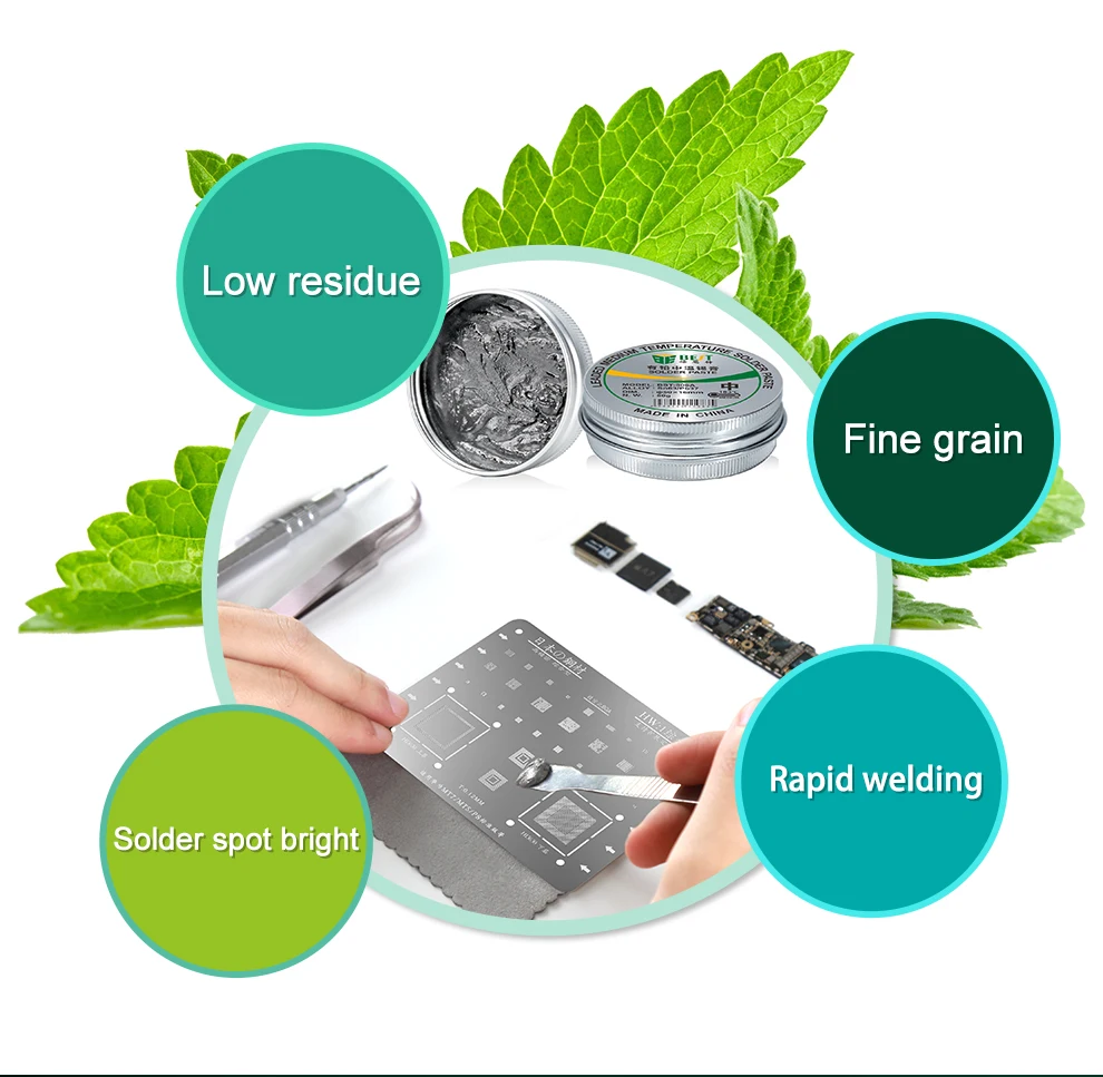 Factory OEM ODM BST-506A solder paste N.W.:50G Medium tempt: 183 Soldering Tin Cream Flux For PCB BGA SMD PGA Welding Repair.