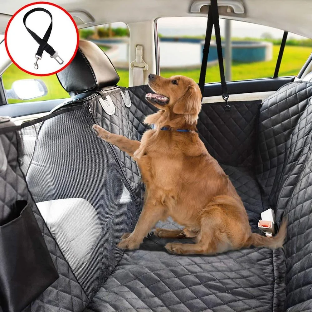 Nonslip Durable Soft  Seat Cover Protector Waterproof Nonslip Hammock for Dogs Backseat Protection with Pockets