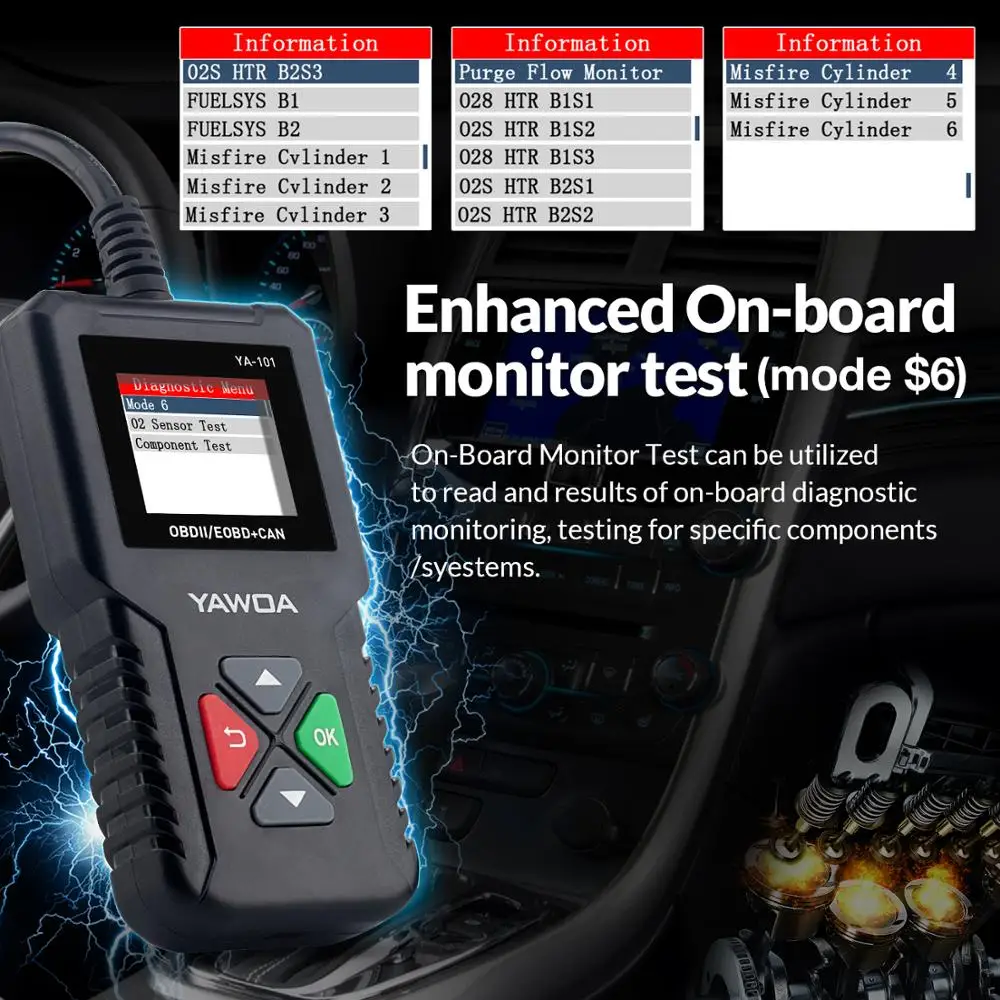  Считыватель кодов YA101 OBD2 сканер для считывания стирания тестер батареи стоп-рамка тестовый график датчика O2 16-контактный «сделай