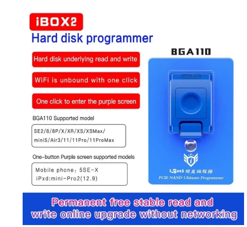 IBOX2 BGA110 Programmer iBox  for iPhone 6 to 11 Pro Max for ipad NAND Data Modification Write One Key Purple Screen WiFi reset