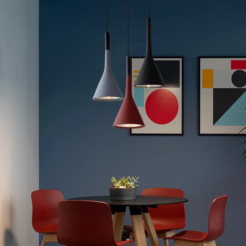 Nordic chandelier single head horn creative simple modern bar three heads cement concrete ceiling pendant lighting