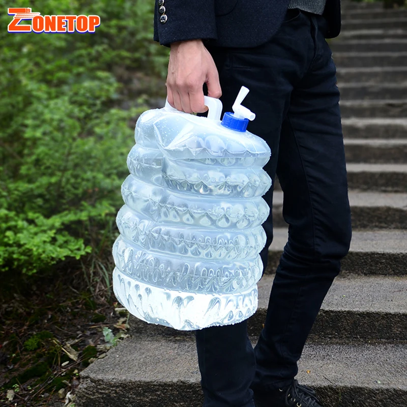 Экологичная переносная Гибкая Складная складная бутылка для питьевой воды с краном и ручкой 3 л 5 8 10 15