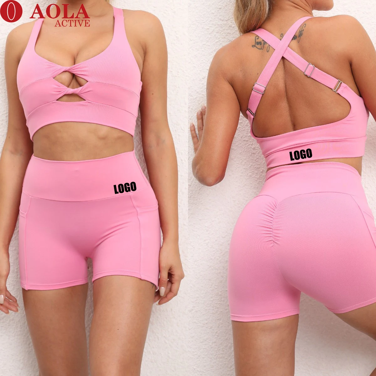 AOLA Work Out Apparel Woman bra shorts set Yoga Clothing Gym Fitness Sets Yogawear Activewear