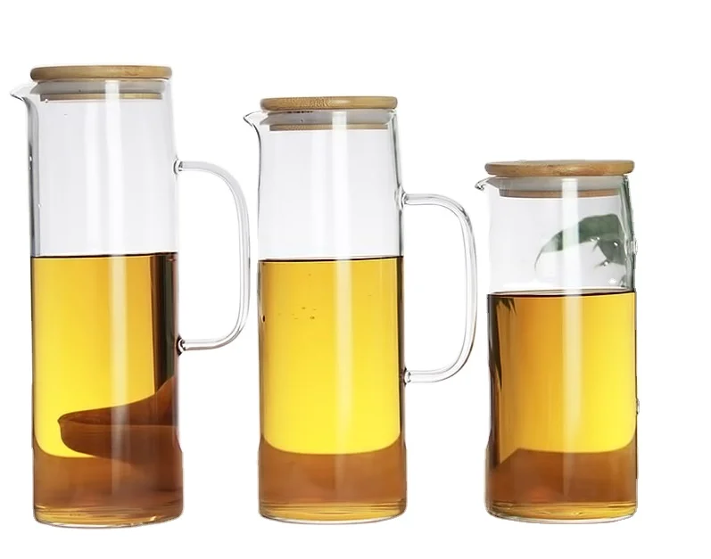 1.5 liter 51 oz glass jug with lid  water pitcher glass  with handle