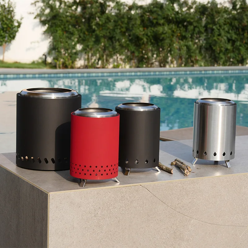 Stainless Steel Table Fire Pit Firewood Pot Stove Smokeless Fire Pit Firewood Stove