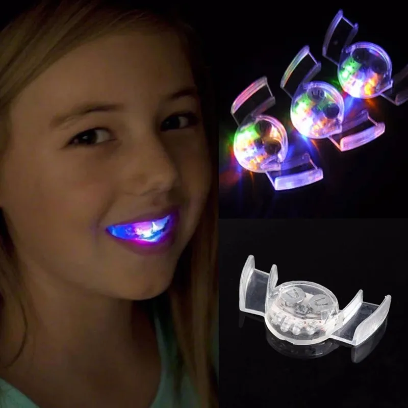 LED Flashing Mouthpiece Flashing Mouth Guard Piece Festive Party Supplies Glow Tooth Funny LED Light Halloween Brace