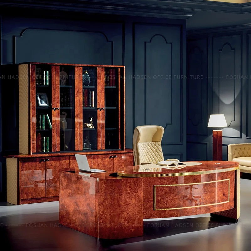 Good quality Business director Working executive office table curved desk and chair manufacturer