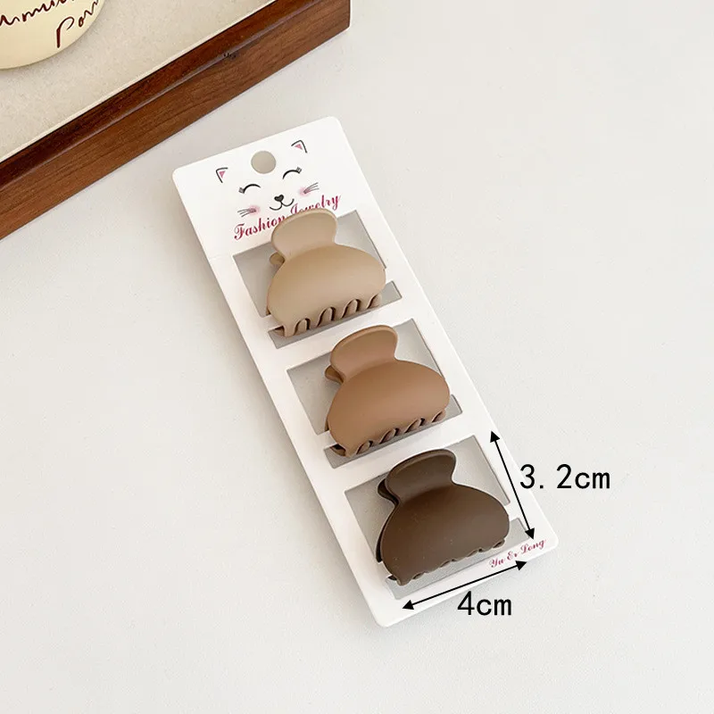 Fashion Coffee Color Small Size 3Pcs/Set Matte Plastic Hair Claws Flowers Square Ponytail Hair Clips Wholesale