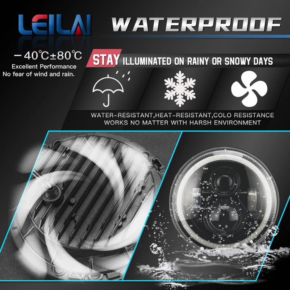 7 inch rgb headlight 12V 36V turn signal light high low beam lights 4x4 Work Light for tractor