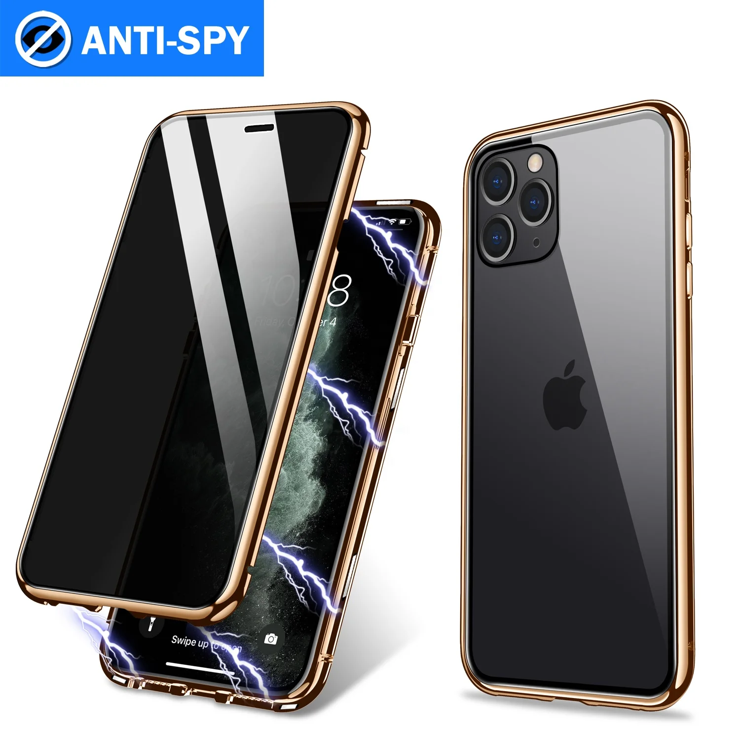 Low price 360 Full Magnetic Adsorption Case For iPhone 6S 7 8plus XR XSmax 11pro  Clear Double-sided Glass+Built in Magnet Case