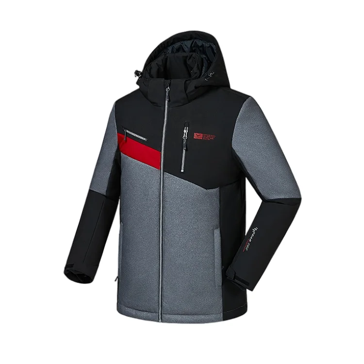 Kempgear Black gray winter hooded adult men high quality breathable ski sport outdoor custom snowboard jacket