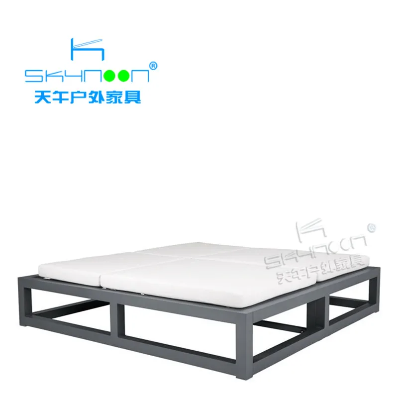 new arrival aluminium patio double chaise lounge outdoor pool sun lounger modern beach sun bed lounger double sun lounger(33017)