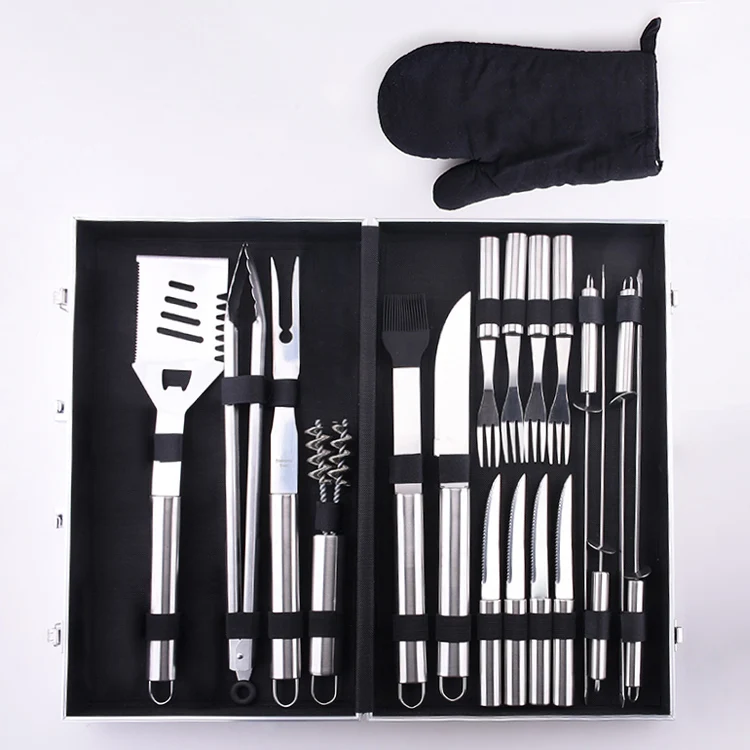 18PCS Stainless Steel bbq set Camping Outdoor Cooking Tools Kit bbq Utensils bbq Tools Set