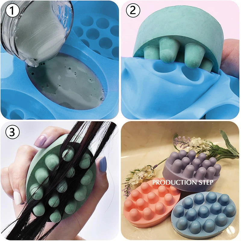 4 Cavity 3D Handmade Silicone Soap Molds Making Mould Tools Crafts DIY Oval Soap Resin Massage Bar Moulds Cake Tool Mould