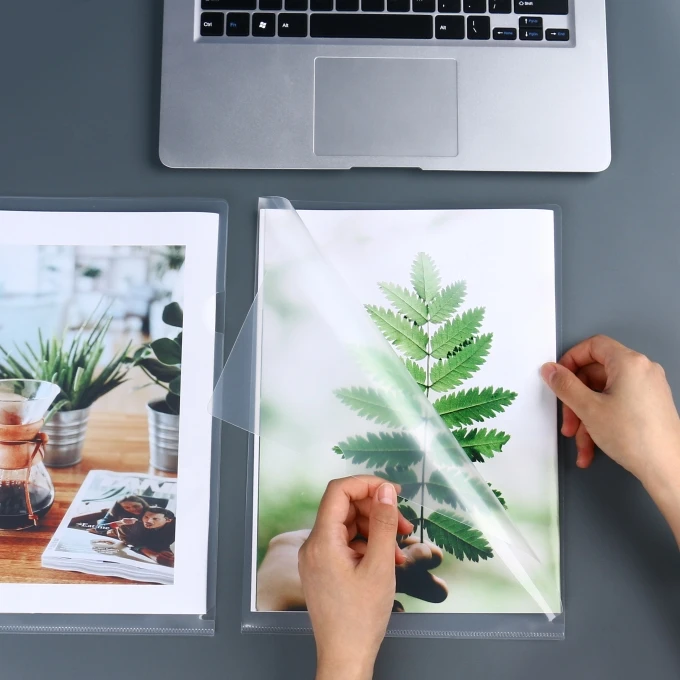 Custom Decorative A4 Size PP Plastic Clear L Shape File Folder