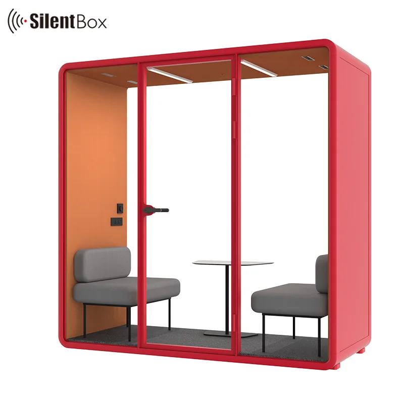 Office pods model SL booth portable and reconfigurable soundproof cabin with compact laminate furniture