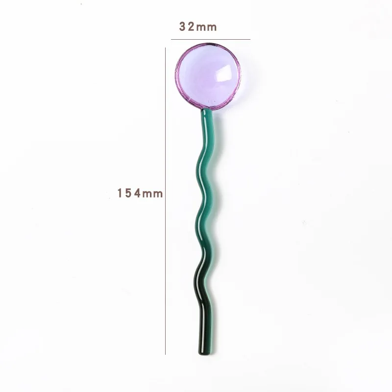 2024 New creative milk dessert color garden glass Cute long handle coffee stirring twist spoon