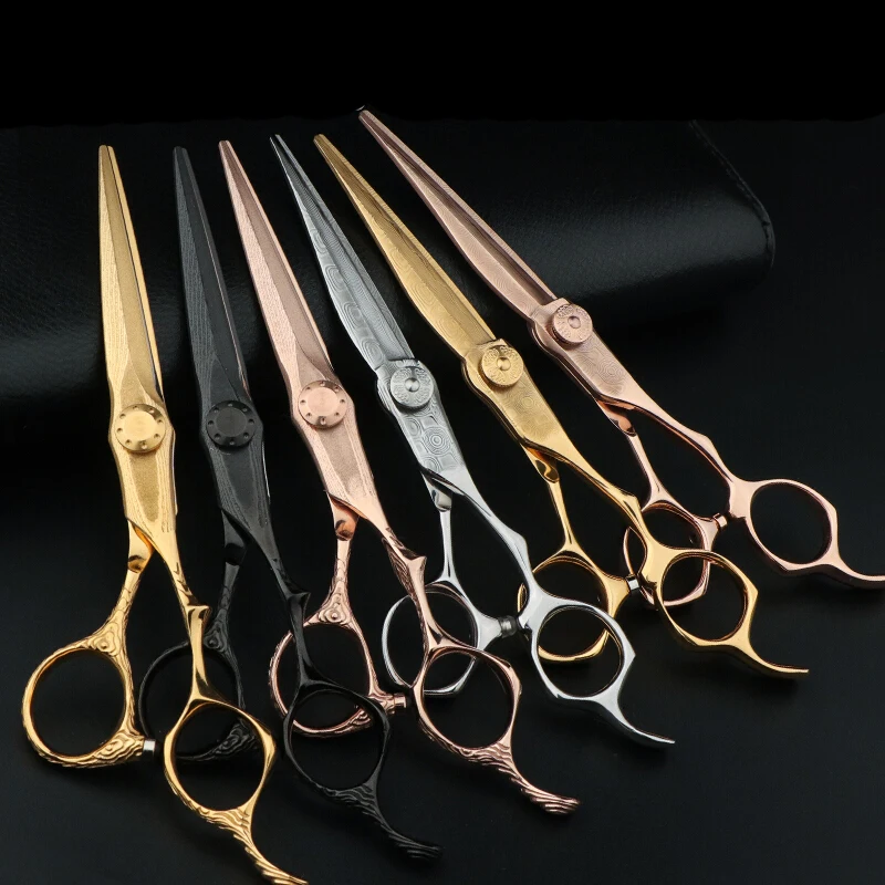 Kungfu Damascus gold Classic Handle Hair Shear Barber Products Barber Hairdressing Scissors