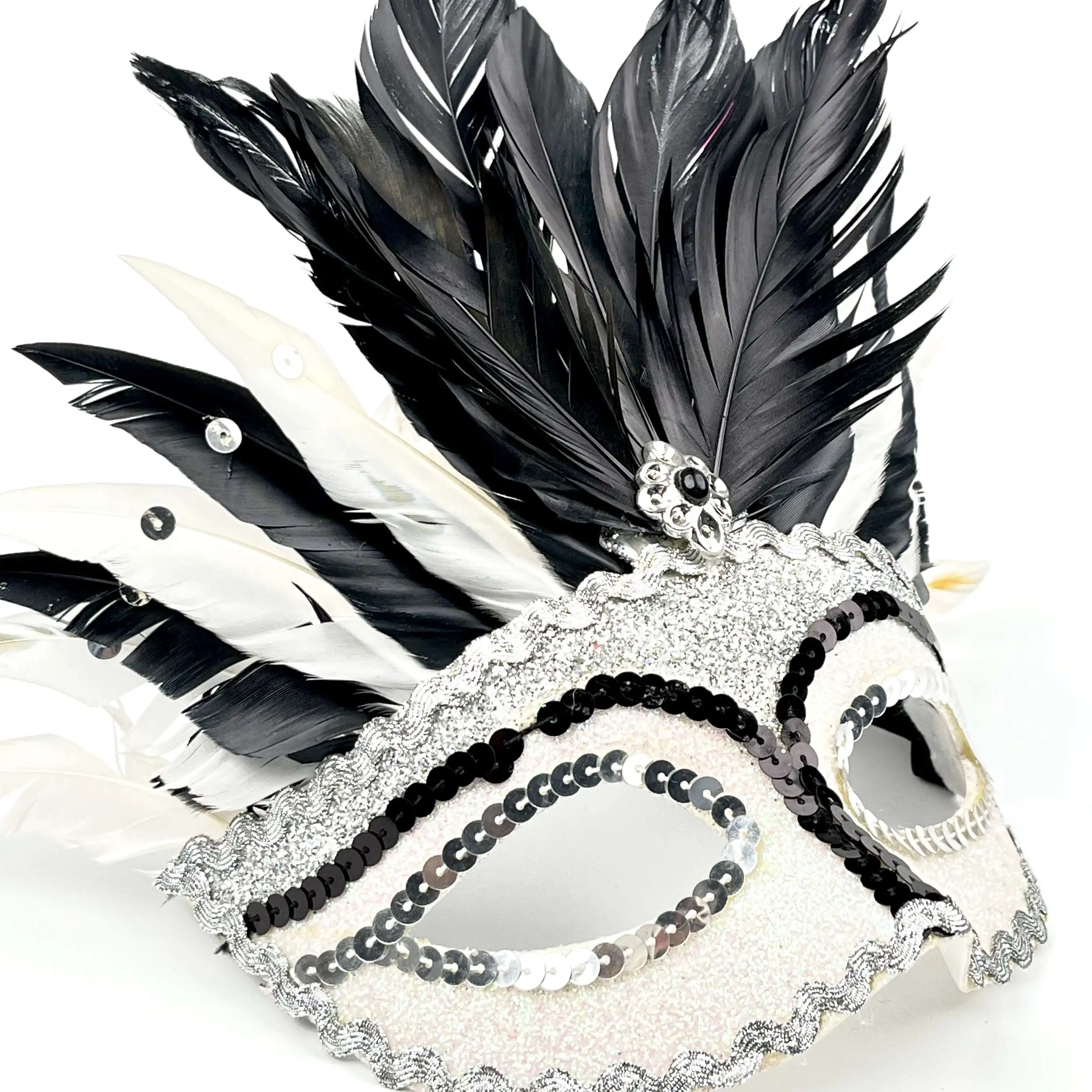 Halloween Carnival Party Parades Fluffy Feather Mask Mardi Gras Queen Mask Parade Masque Feather Leather Sequins Facial Mask