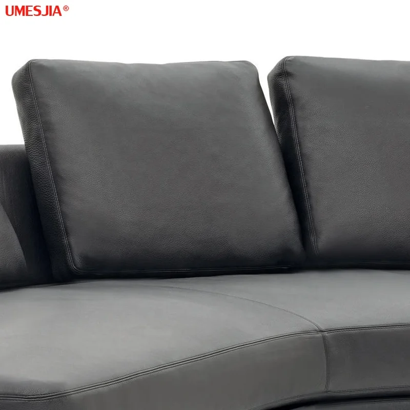 Modern Italy Style Luxury Lawson Medium semi-round sofa Living Room Genuine Leather Sofa With Stainless steel Leg