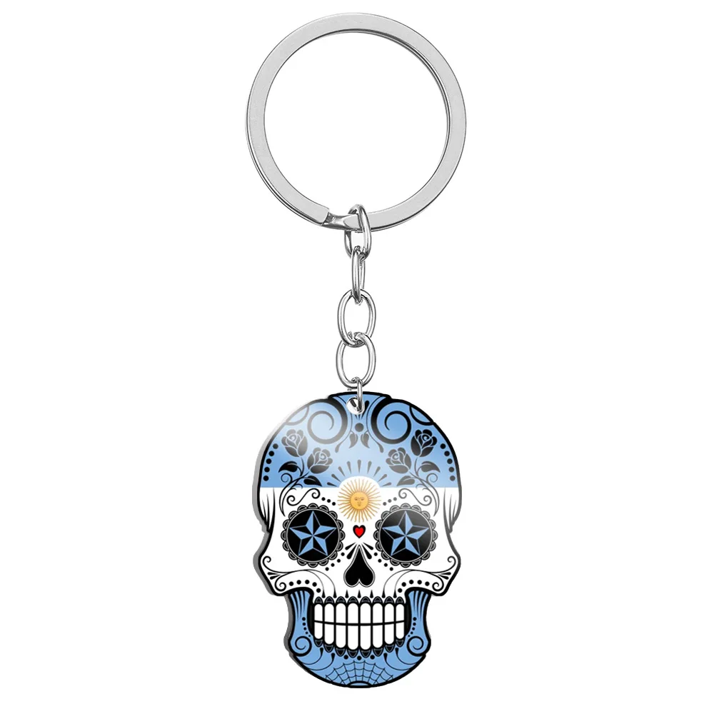Wholesale High Quality World Metal Puerto Rican Halloween Keychain Peace Pendant Lobster Button Key Ring